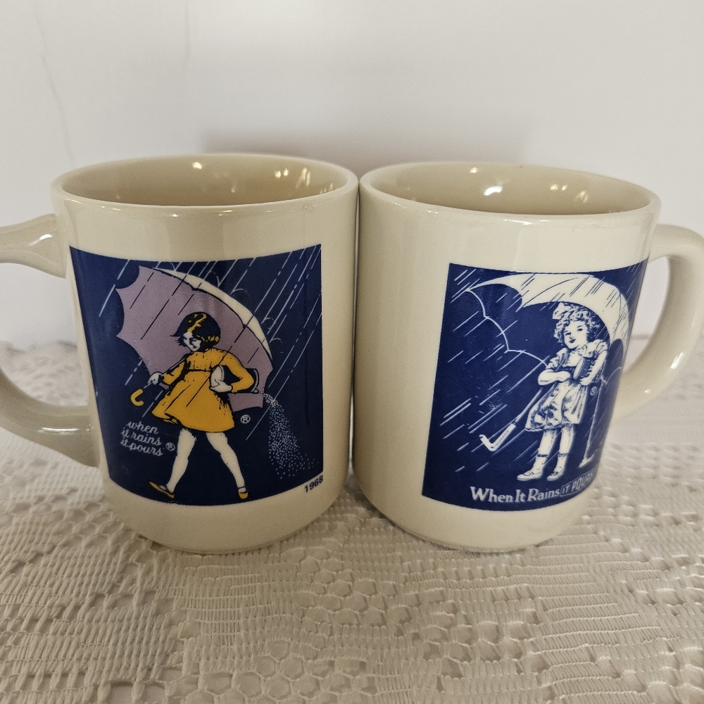 Vintage 1968&1914 Morton Salt Girls “When it Rains it Pours”  Coffee,  Cup Mug